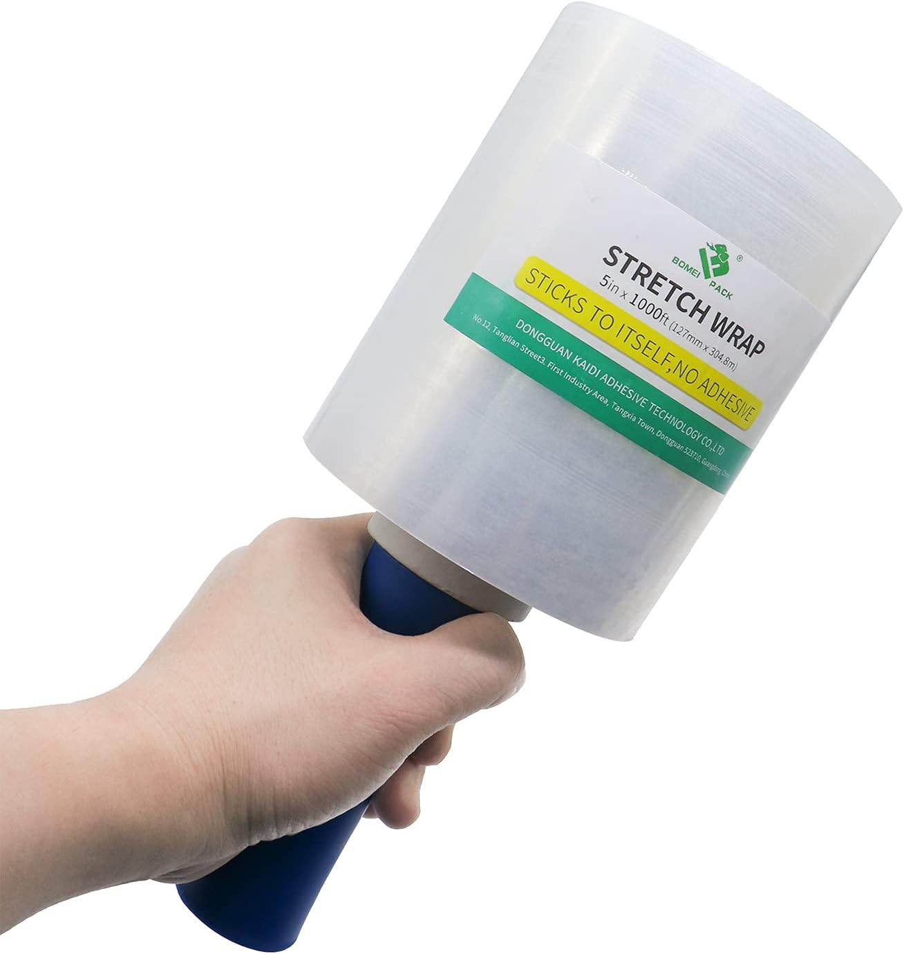 BOMEI PACK Mini Clear Industrial Stretch Wrap Film 5" x 1000ft 4 Pack with Handle, 80 Gauge Thick Cling Plastic Wrap for Moving, Pallet Wrap - Self Adhering Packaging Heavy Duty Shrink Film