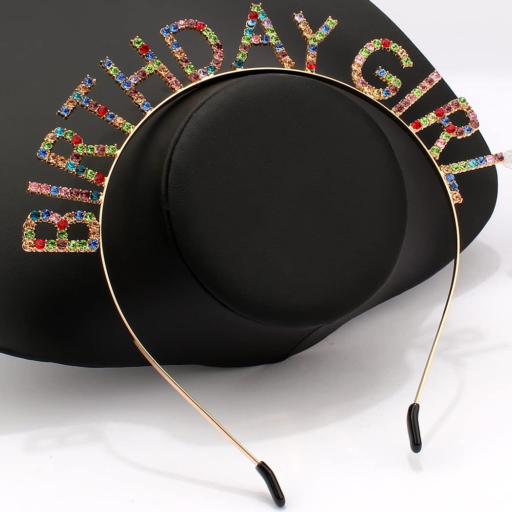 AOPRIE Birthday Girl Headband - Baroque Tiara for Women & Girls, Princess Crown Rhinestone Accessory