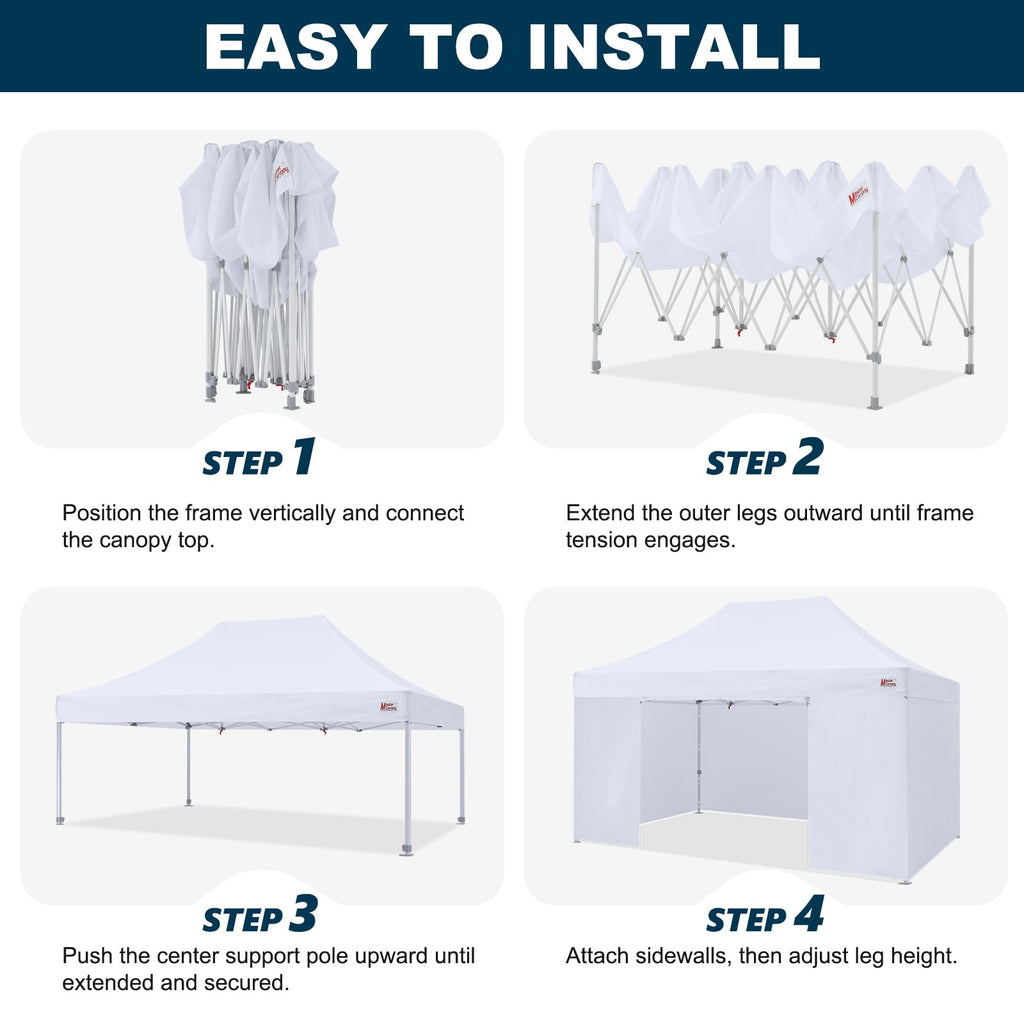 MASTERCANOPY 10x10 Premium Heavy Duty Pop Up Commercial Instant Canopy with Sidewalls(10x10 Blue)
