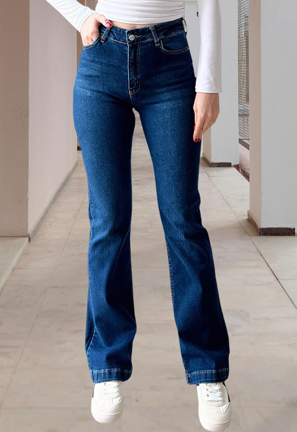 CutieLove Women's Ripped Jeans Bell Bottom Flare Jeans Mid Rise Destroyed Hem Denim Pants