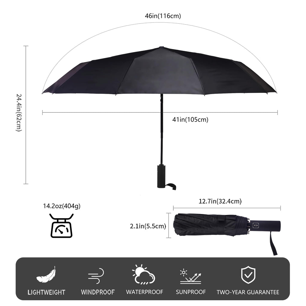 Bluinzi 46 Inch Compact Umbrellas for Rain - Travel Small Umbrella - Automatic Folding Umbrella - Windproof Portable Umbrella, Double 10-rib