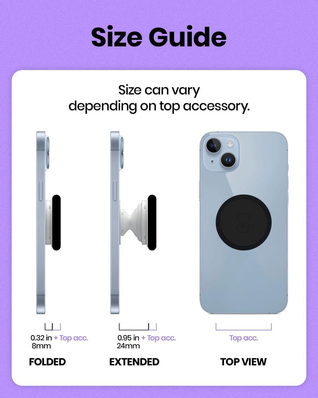 OnTheGrip Cute Transparent Daisy Flower Shape Design Mobile Phone Grip Multi Functional Collapsible Stand Holder for Smartphone Tablet Cell Phone Accessory (Black)