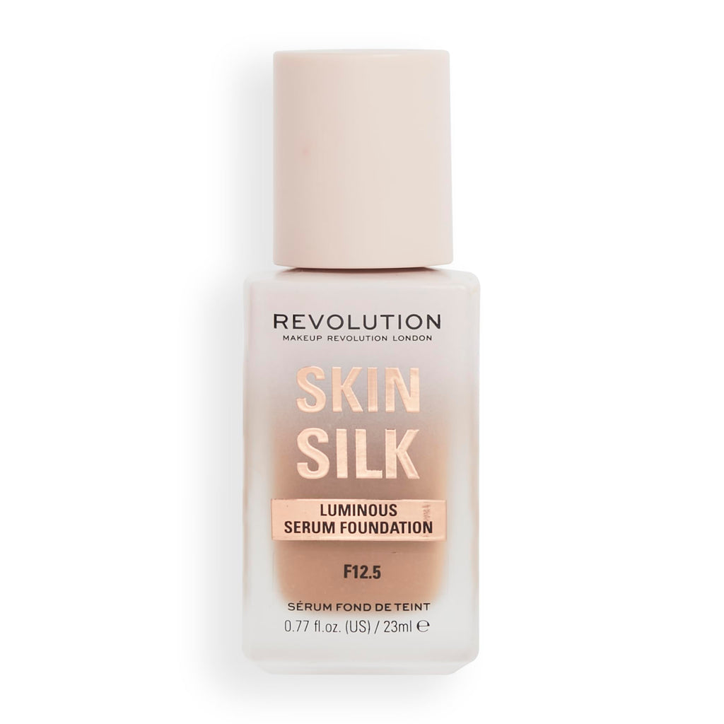 Revolution Skin Silk Radiant Satin Serum Foundation, Buildable Coverage with Hydrating Hyaluronic Acid for a Natural Finish, Vegan & Cruelty-Free, F0.5C Fair Skin Tones, 0.77 fl oz