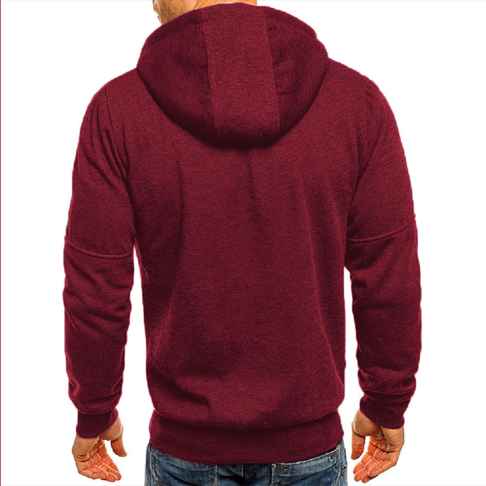Men Hoodies Casual Hoodies for Men with Zip Pockets Full Zip Long Sleeve Sweatshirt Sports Hooded Jacket