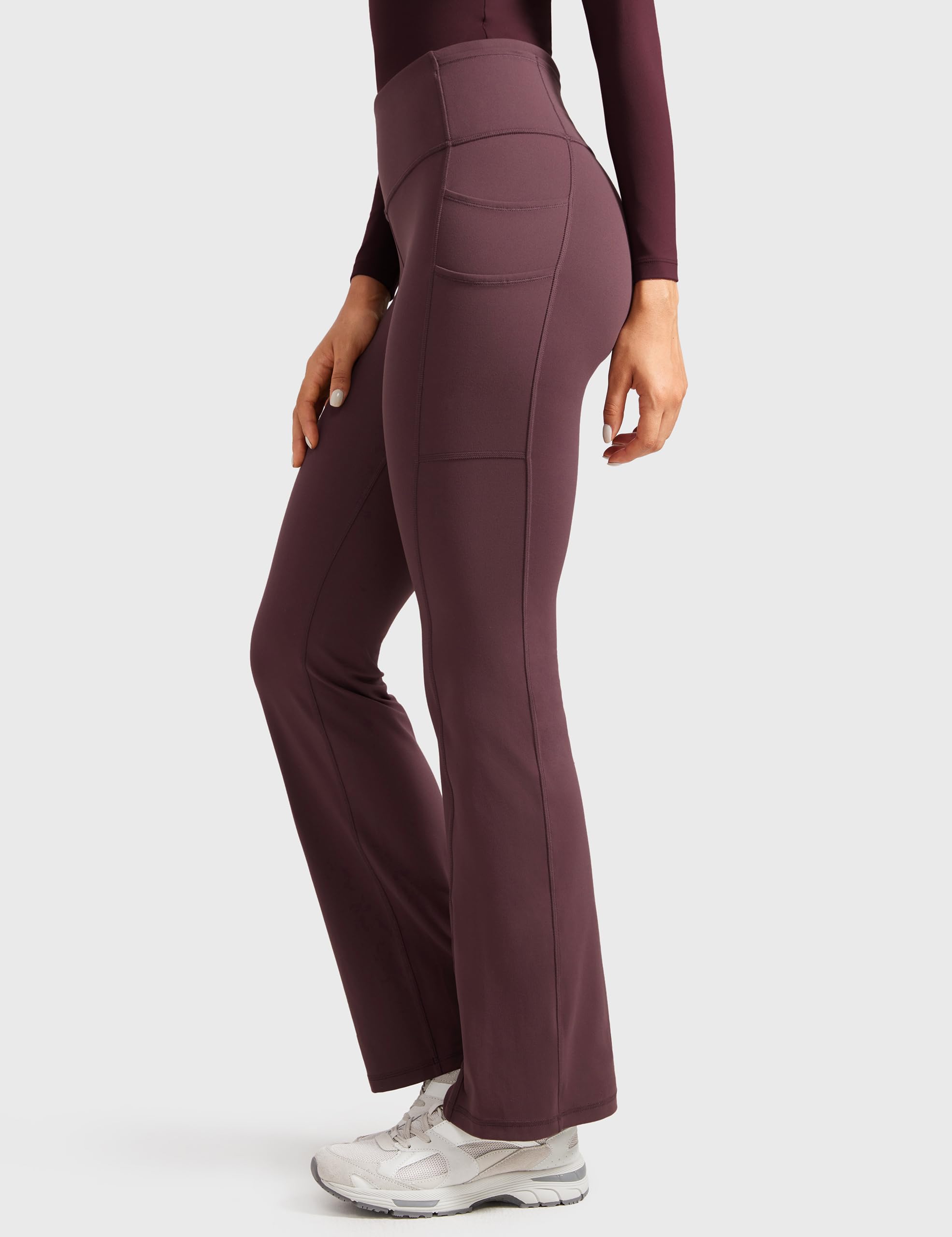 Womens High Waisted Medical Flare Scrub Pants 31" - 7 Pockets Wide Leg Bootcut Yoga Scrub Leggings Work Pants