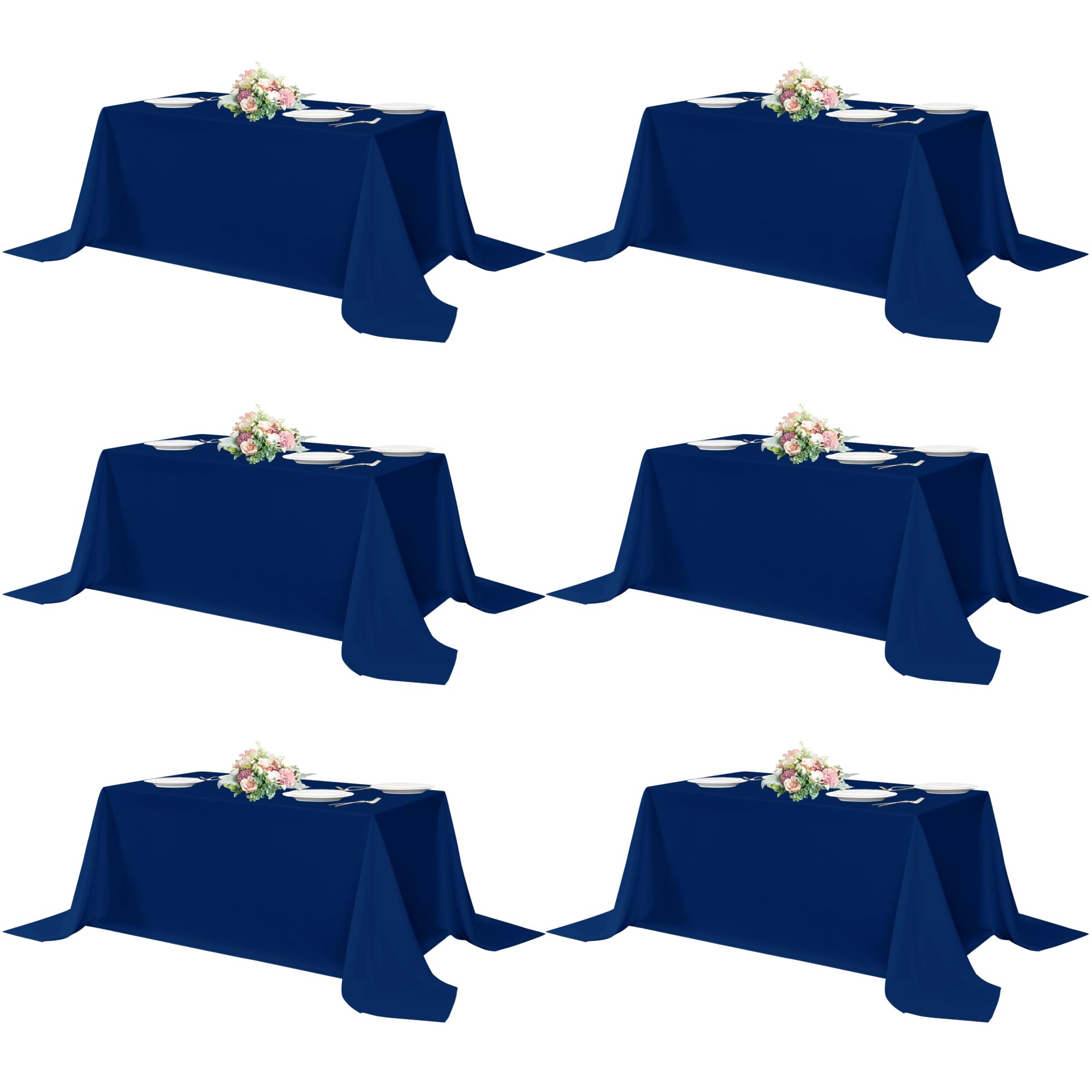 sancua Rectangle Tablecloths for 4ft Tables, 6 Pack - 60x84 Inch - Beige Washable Fabric Cloth Table Cloth for Wedding, Party, Birthday, Banquet, Reusable Polyester Table Covers