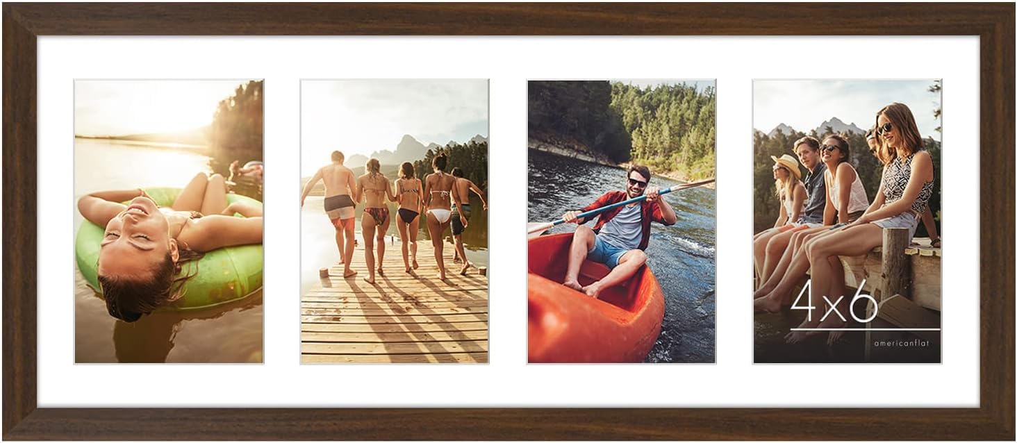Americanflat 4x6 Double Picture Frame with Shatter-Resistant Glass - Fits Two 4x6 Photos or use as One 6x14 Frame - Signature Collection - Collage Frames for Tabletop and Wall Display - Black