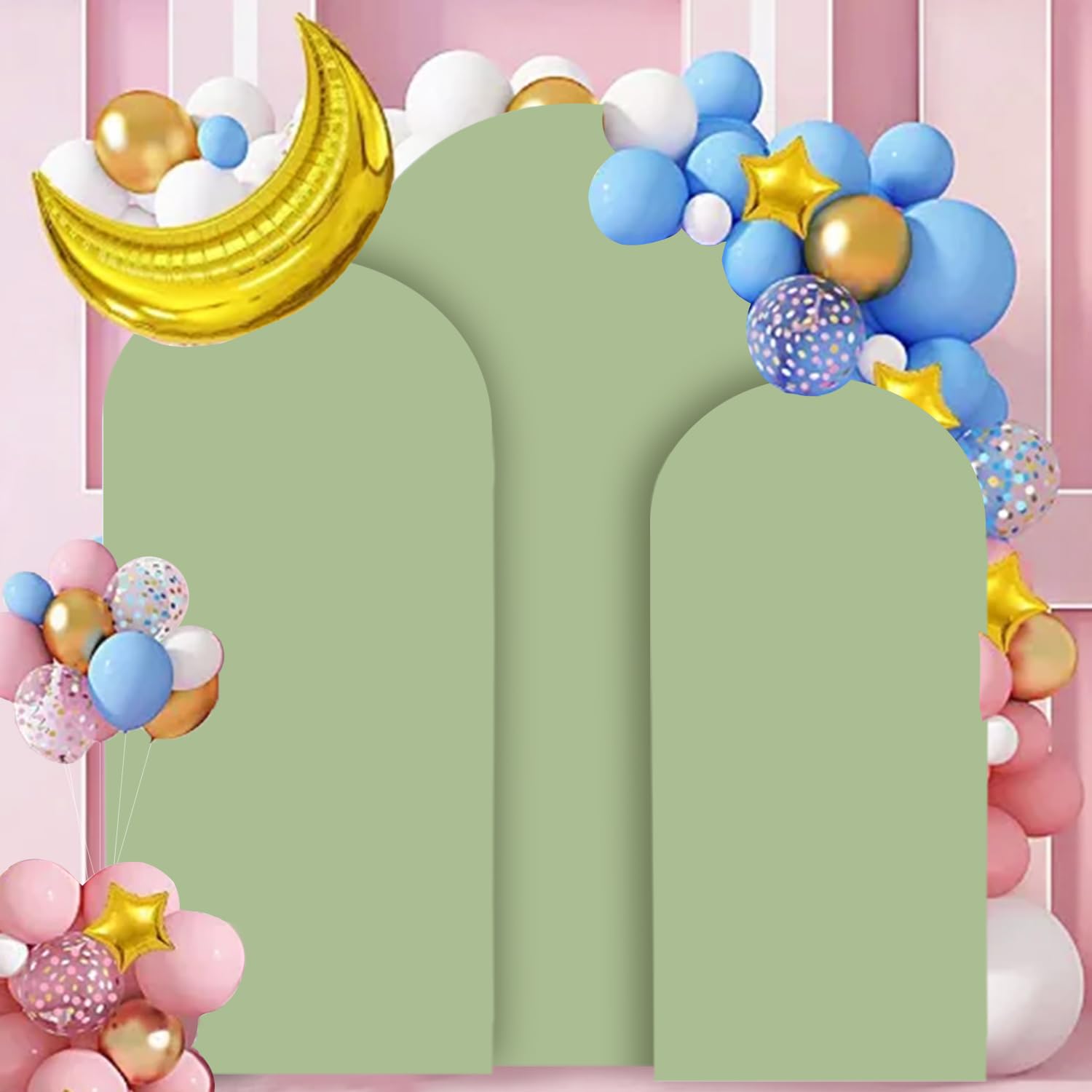 FANPROMS Beige Arch Backdrop Cover Set of 3 Wedding Arch Cover 4x5x6FT Round Top Arch Stand Cover for Fitted Arch Covers Spandex Backdrop Covers Set for Wedding Party Ceremony Decorations