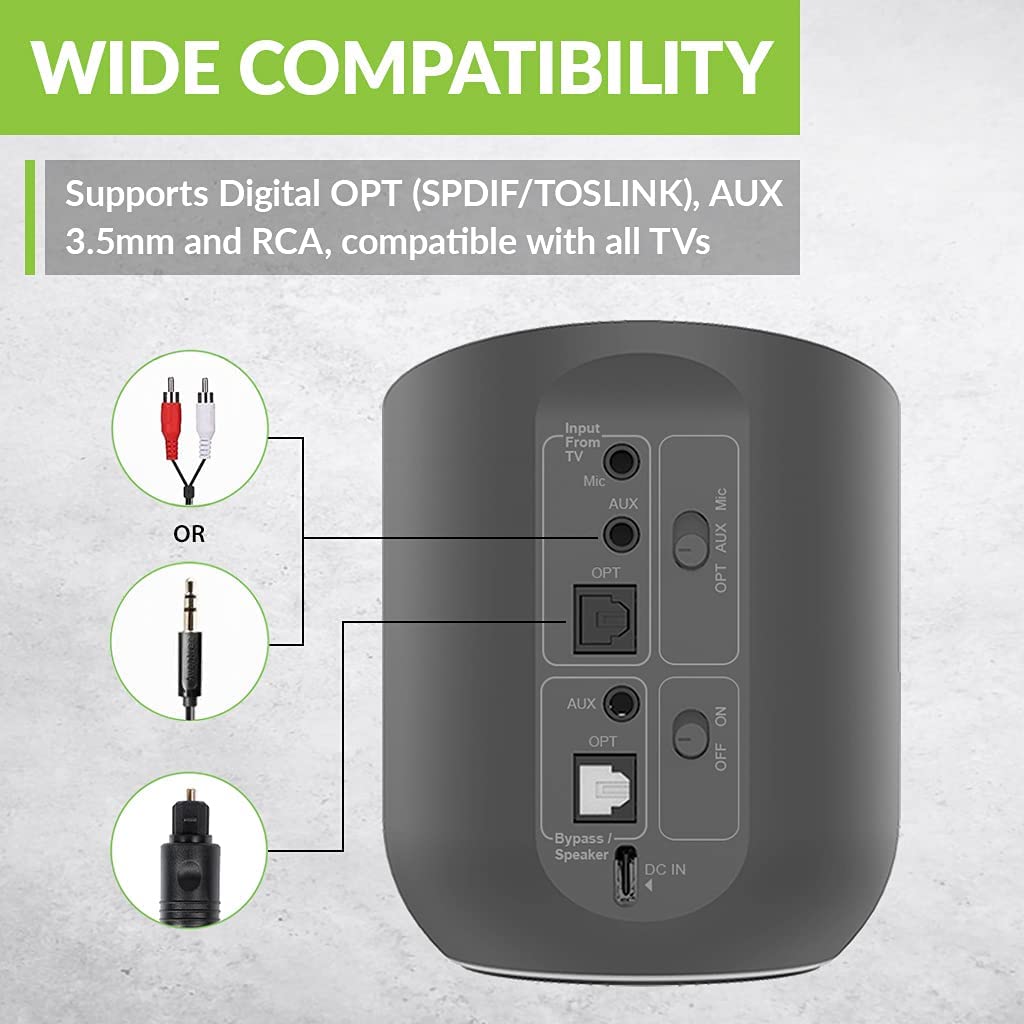 Avantree Orbit Bluetooth 5.0 Audio Transmitter for TV with 5.1 Surround Sound Passthrough Support, Class 1 Long Range, LED Display, Dual Link, 100% TV Compatibility Delivers No Lip sync Delay
