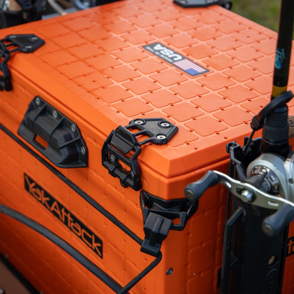 YakAttack BlackPak Pro 13" x 13" Fishing Crate with 3 Rod Holders - Battleship Grey | Compact Tackle Storage Box & Gear Organizer for Kayaks | Lightweight, Durable & Customizable Marine Accessory