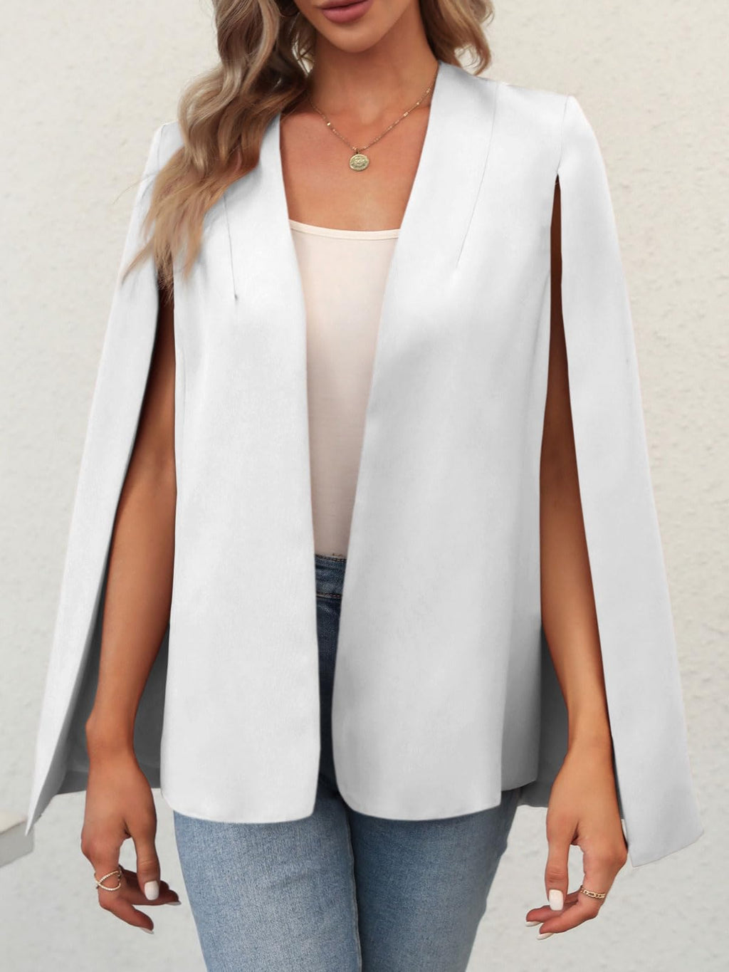 GAMISOTE Womens Cape Blazer Split Sleeve Open Front Casual Jacket Coat Workwear