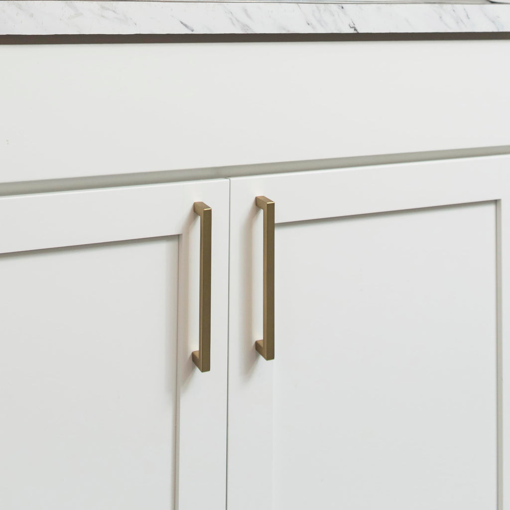 Hickory Hardware Solid Core Kitchen Cabinet Pulls, Luxury Cabinet Handles, Hardware for Doors & Dresser Drawers, 3 Inch Hole Center, Brushed Golden Brass, Skylight Collection (Pack of 1)