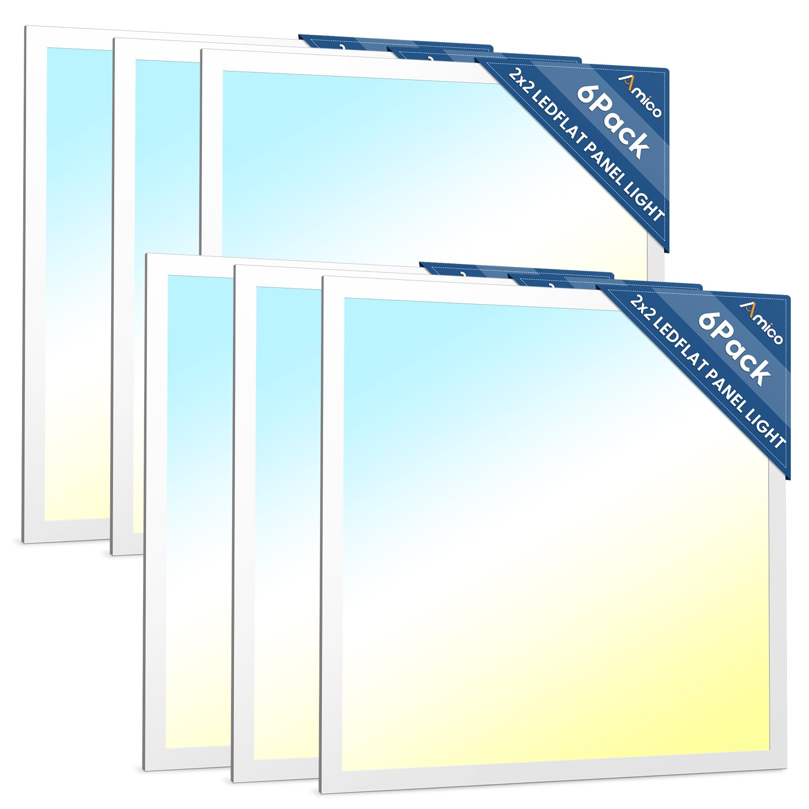 Amico 36 Pack 2x4 LED Flat Panel Light Fixture, 6250 LM, 4000K/5000K/6500K, 30W/40W/50W, Dimmable 0-10V, LED Drop Ceiling Lights for Office Commercial Use, Dustproof ETL Listed, FCC, DLC