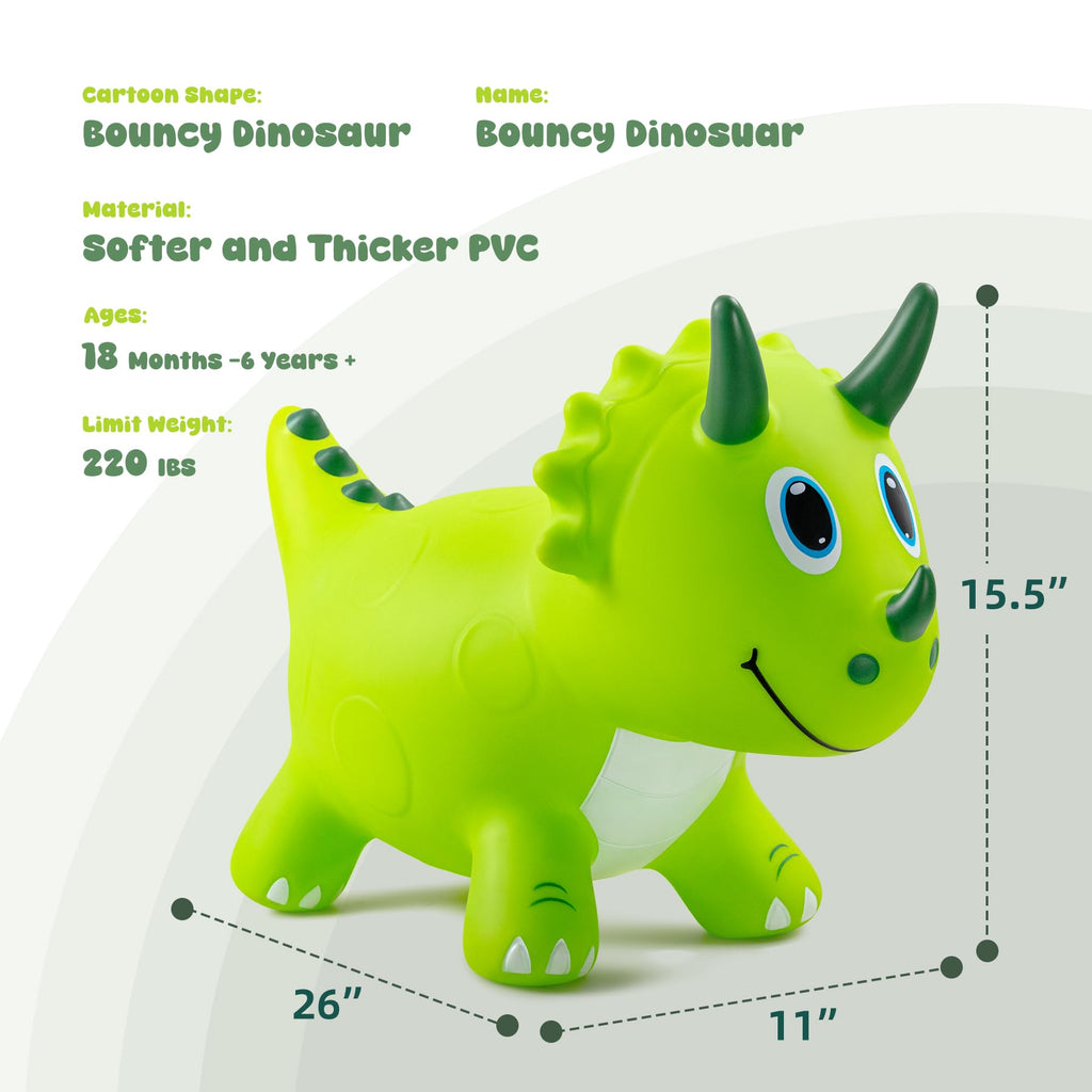Kids Dinosaur Bouncy Animal Toys, Inflatable Triceratops Bouncer, Ride on Bounce Hopper, Indoor Outdoor Activity Birthday Gift for 18 Months 2 3 4 Years Old Boys