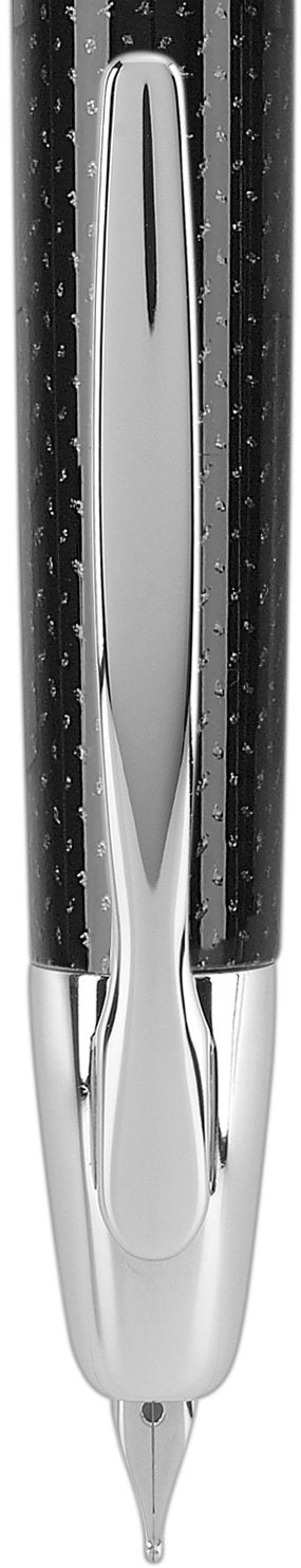 PILOT Vanishing Point Collection Refillable & Retractable Fountain Pen, Black Carbonesque Barrel with Rhodium Accents, Blue Ink, Medium Nib (60246)