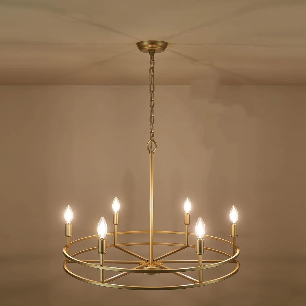 Black Chandelier 6-Light Dining Room Chandelier Kitchen Chandeliers Over Table Round Living Room Chandelier Light Fixture for Bedroom, Kitchen, Foyer