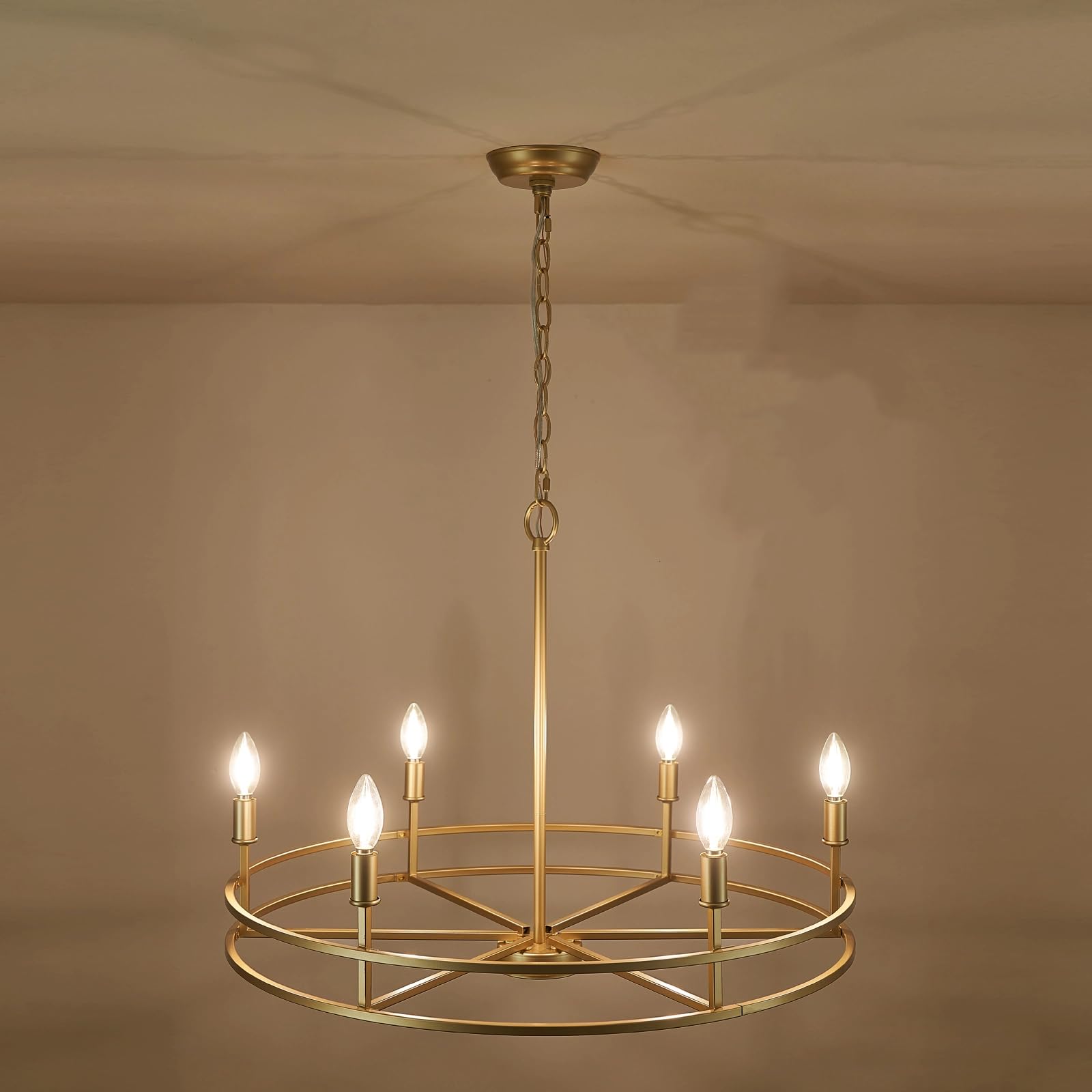 Black Chandelier 6-Light Dining Room Chandelier Kitchen Chandeliers Over Table Round Living Room Chandelier Light Fixture for Bedroom, Kitchen, Foyer