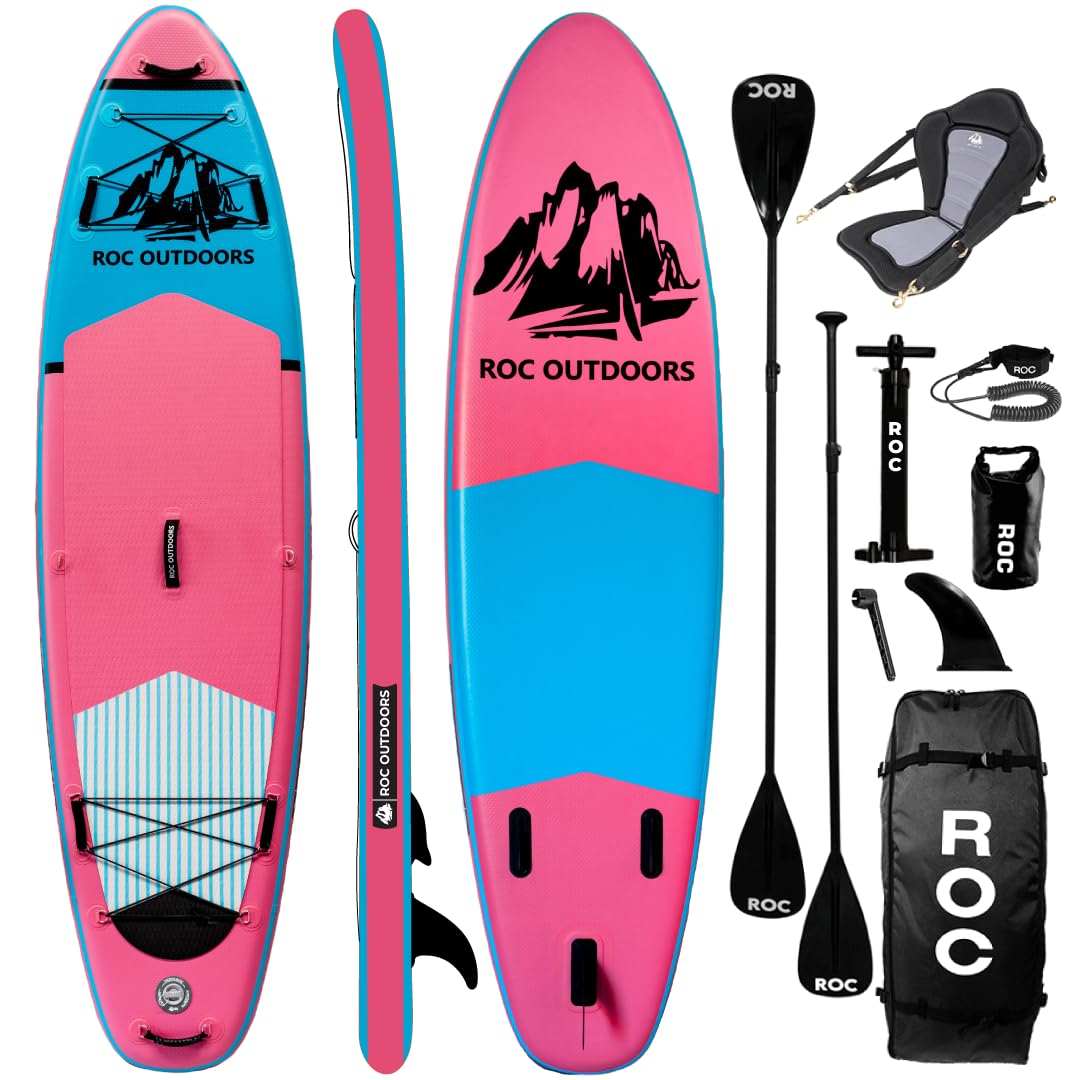 Roc Inflatable Stand Up Paddle Board 10' 6" with Premium SUP Paddle Board Accessories, Wide Stable Design, Non-Slip Comfort Deck for Youth & Adults