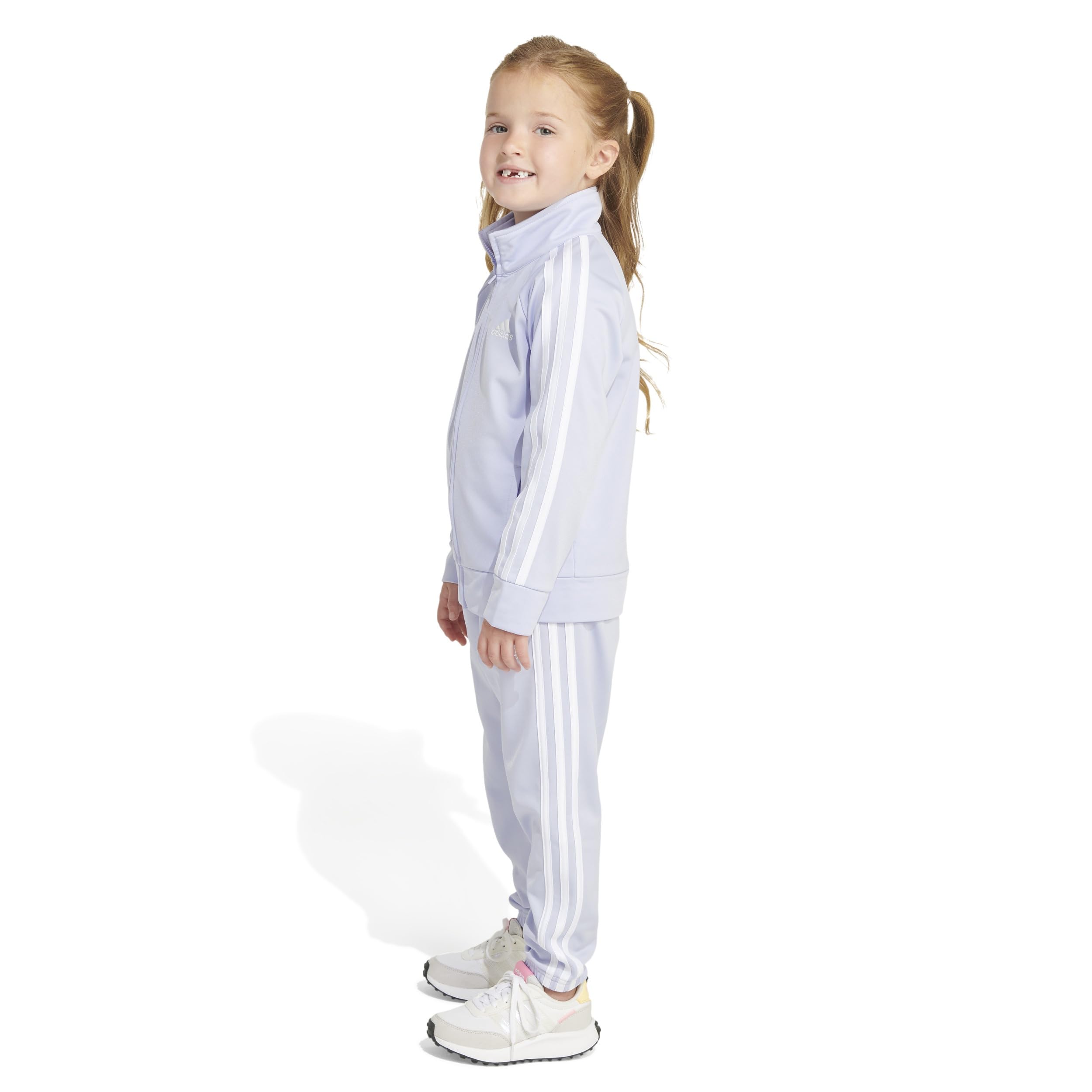 adidas Little Girl's Zip Front Classic Tricot Jacket and Joggers Set