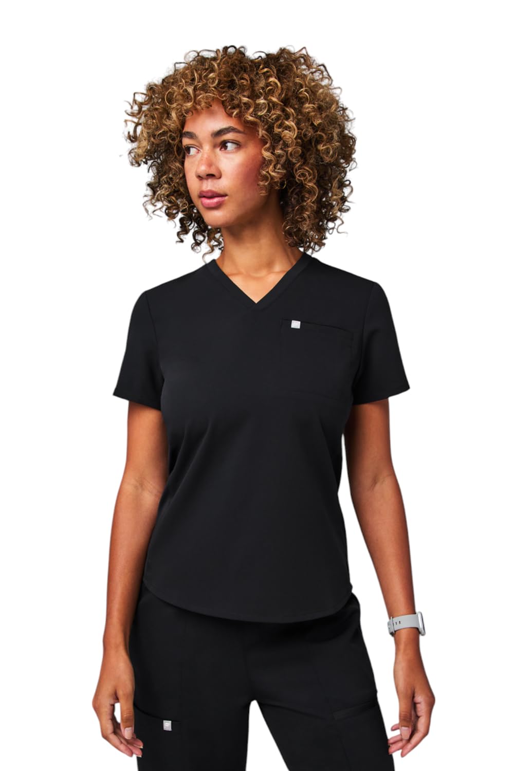 Fabletics Women's Vital 1-Pocket Scrub Top - MotionTech, Wrinkle-Resist, Chest Pocket, Anti-Shrink, Semi-Slim Fit