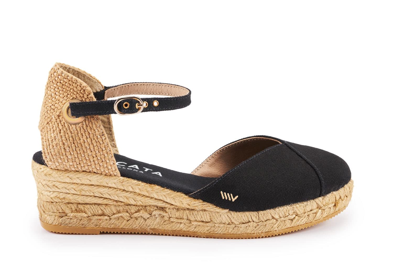 Viscata Pubol Espadrille Canvas Low Wedges with Ankle Strap Spain Handmade 2” Heel Women's Sandals with Breathable Organic Cotton Canvas and 100% Natural Jute for all Occasions: Casual, Work, Party