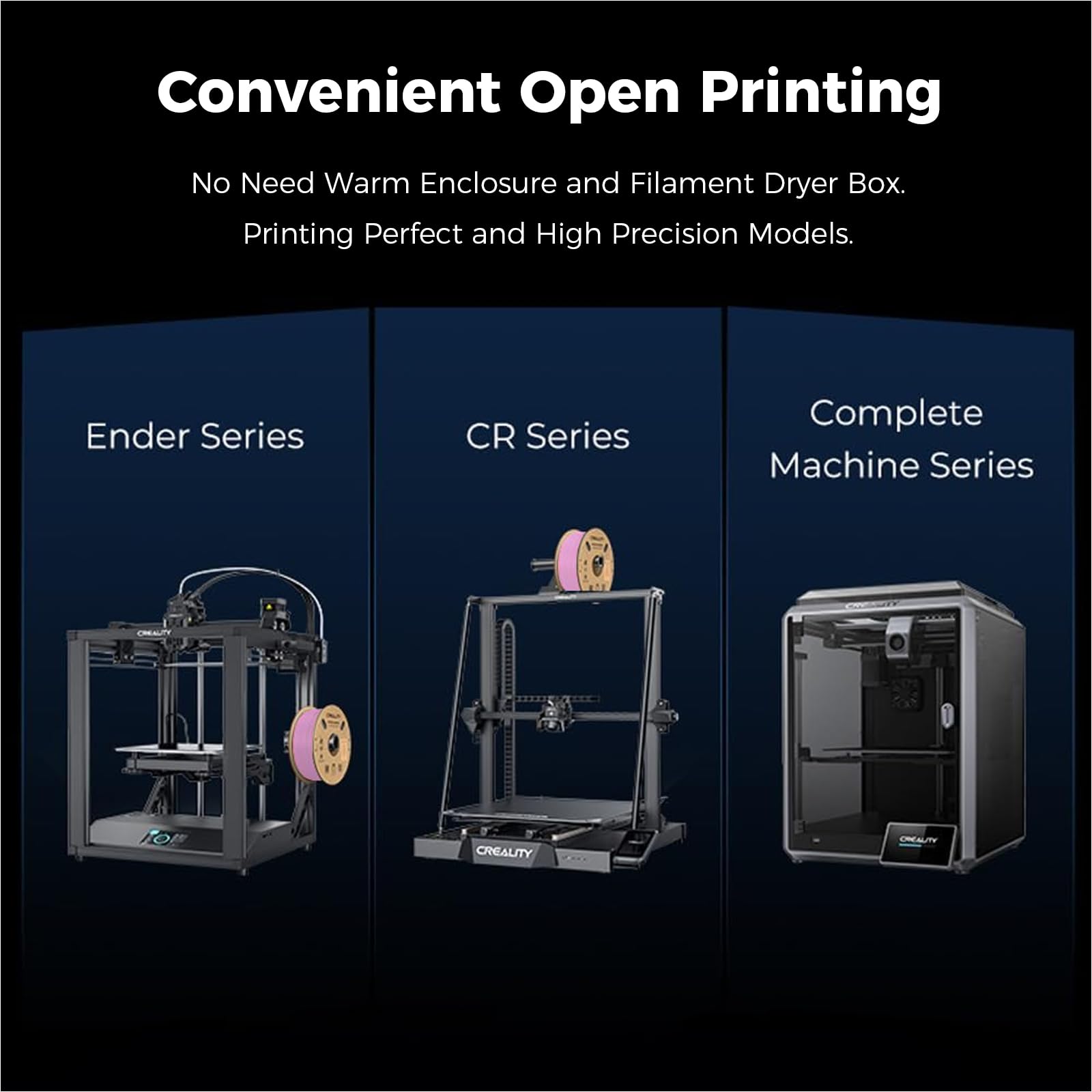 Creality Hyper ABS Filament, Official 3D Printer Filament ABS 1.75mm for Up to 300mm/s High-Speed Printing Convenient Open Printing Material, 1kg(2.2lbs) Spool Fit Most 3D Printer(Black)