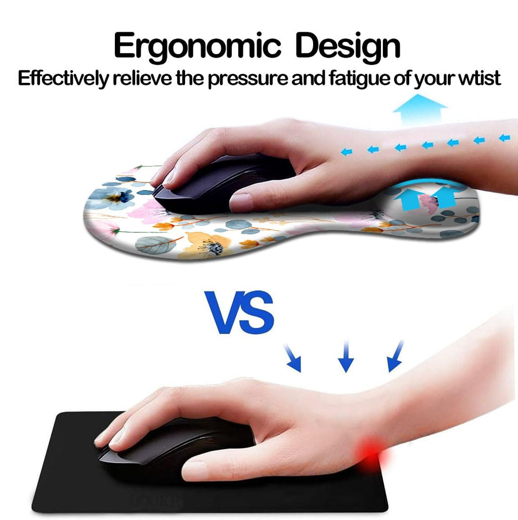 DOOKE Ergonomic Mouse Pad with Wrist Support and Coaster,Mouse Pads with Non-Slip PU Base for Home Office Working Studying Easy Typing & Pain Relief Aesthetic Art