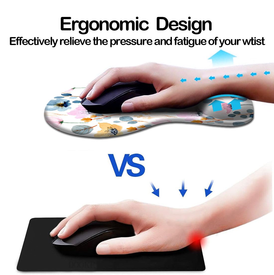 DOOKE Ergonomic Mouse Pad with Wrist Support and Coaster,Mouse Pads with Non-Slip PU Base for Home Office Working Studying Easy Typing & Pain Relief Aesthetic Art