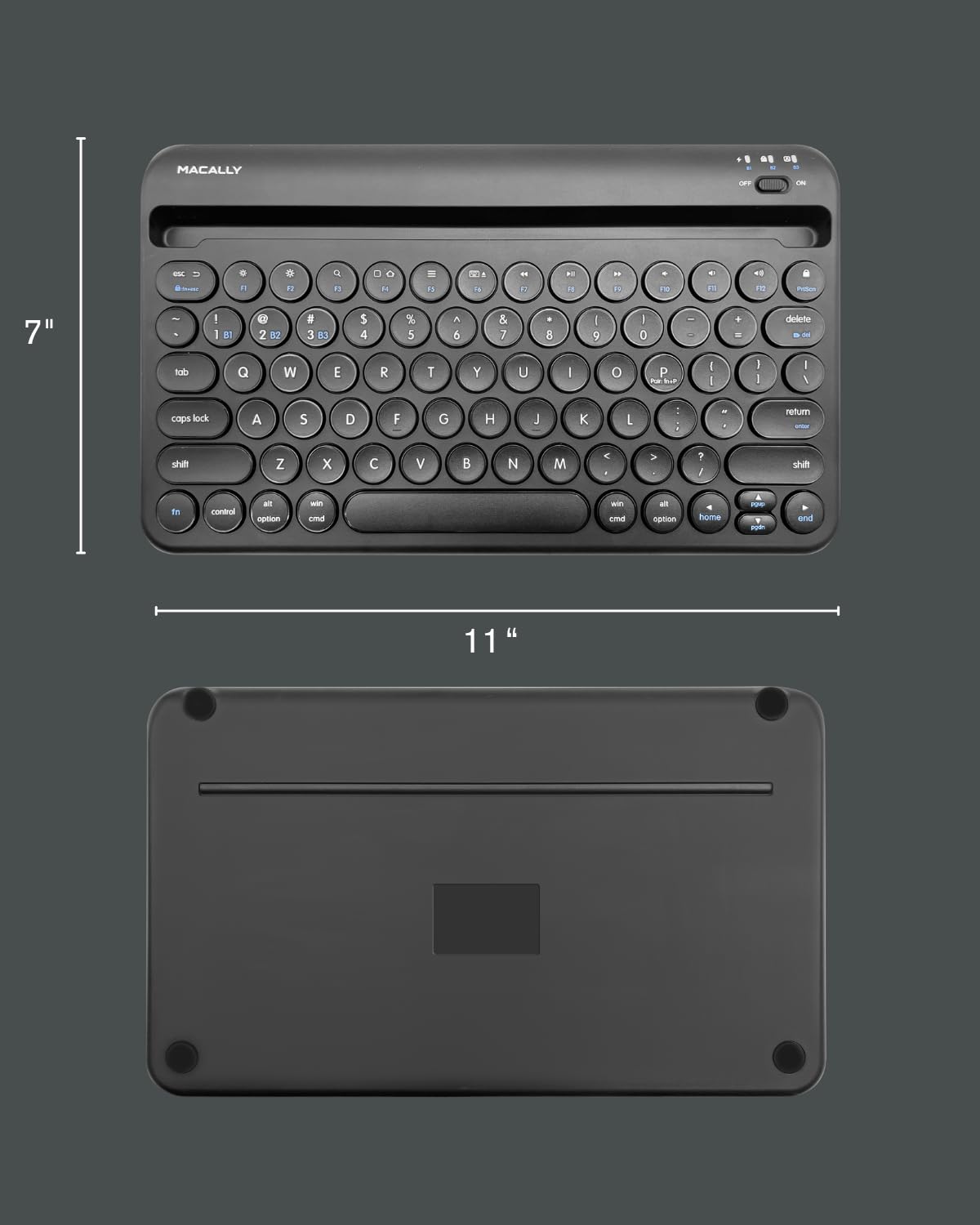 Macally Bluetooth Keyboard for Tablet | Wireless Keyboard for iPad mini/Air/Mini, iPhone (Multi-Device, Built-in Stand, Rechargeable) Easy to Use and Cute Portable