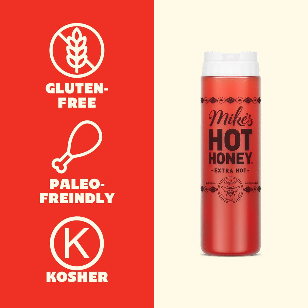 Mike's Hot Honey, Extra Hot, America's #1 Brand of Hot Honey, Spicy Honey Infused with Chili Peppers, Sweet Heat, Perfect for Hot Sauce Lovers (10oz Bottle, 1 Pack)
