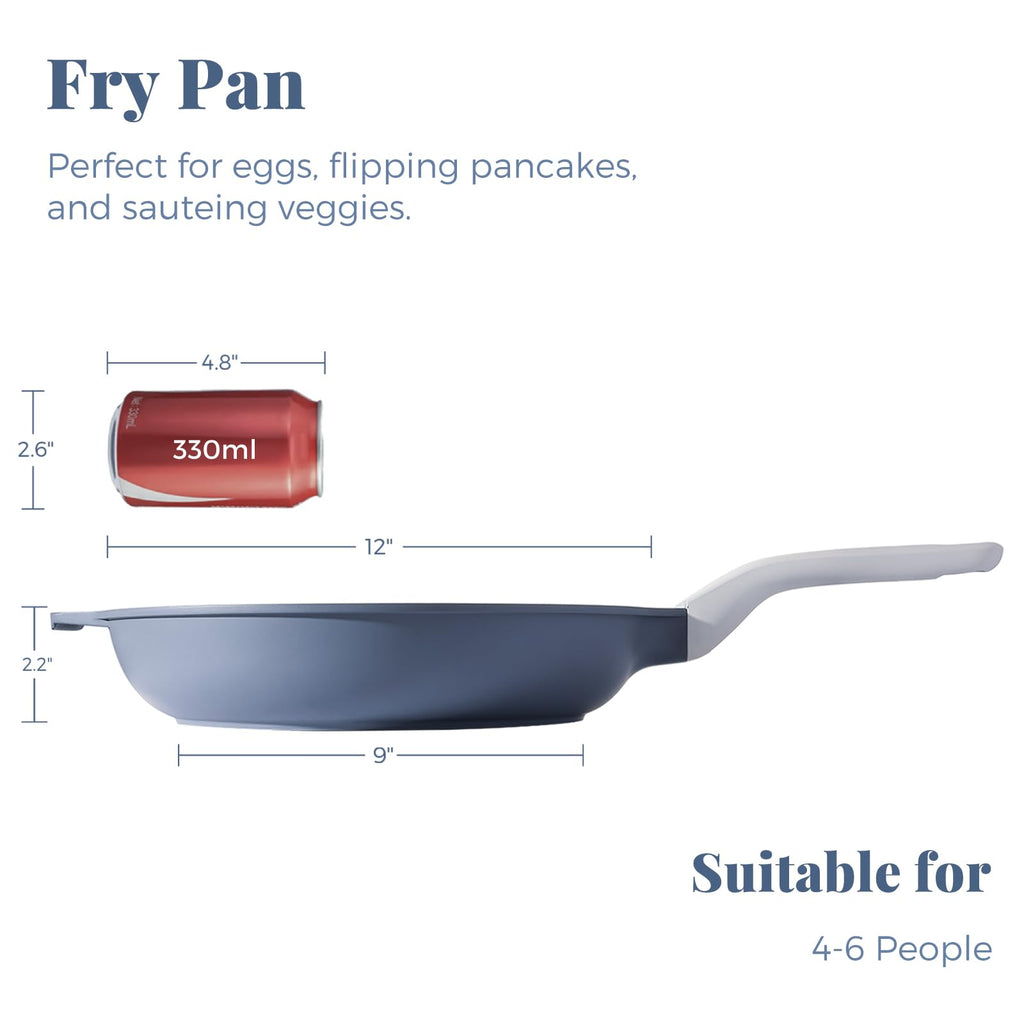 PRICUSIS Nonstick Frying Pan, 8/10/12 Inch Skillet with Stay Cool Handle, Fully Coated, Induction Compatible, 100% Dishwasher Safe, PFOA Free（10 Inch, Black Sesame）