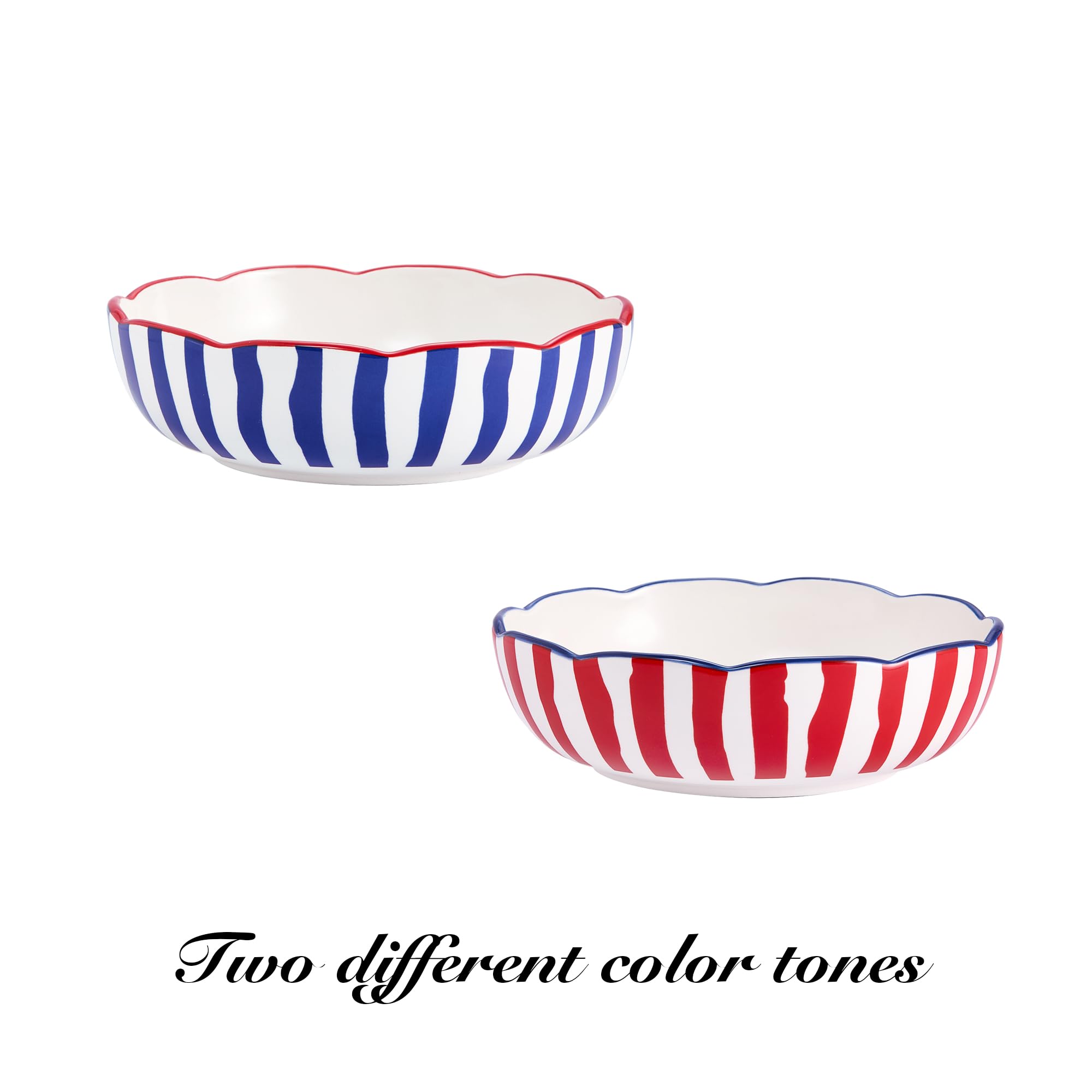 Bico Blue Talavera Pasta Bowls, 35oz Salad Bowl Set of 4, Large Ceramic Serving Dinner Bowls for Soup and Cereal, Microwave and Dishwasher Safe, Gift for Housewarming and Thanksgiving