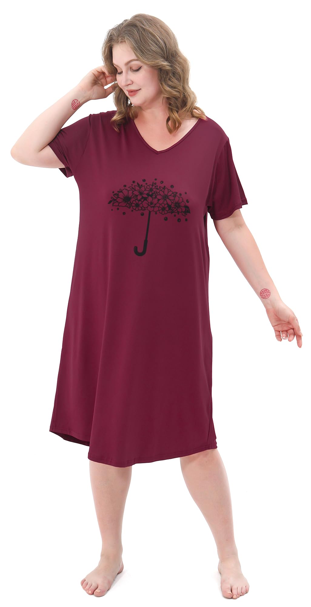3 Pack Plus Size Women's Nightgown Soft Print Nightshirts for Women Short Sleeve Sleepwear