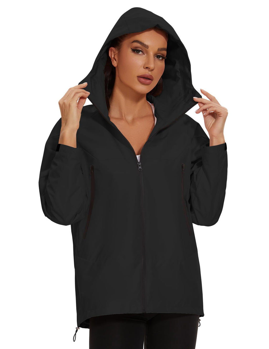Avoogue Rain Jacket for Women Waterproof Lightweight Rain Coat Hiking Windbreaker Jacket with Hood