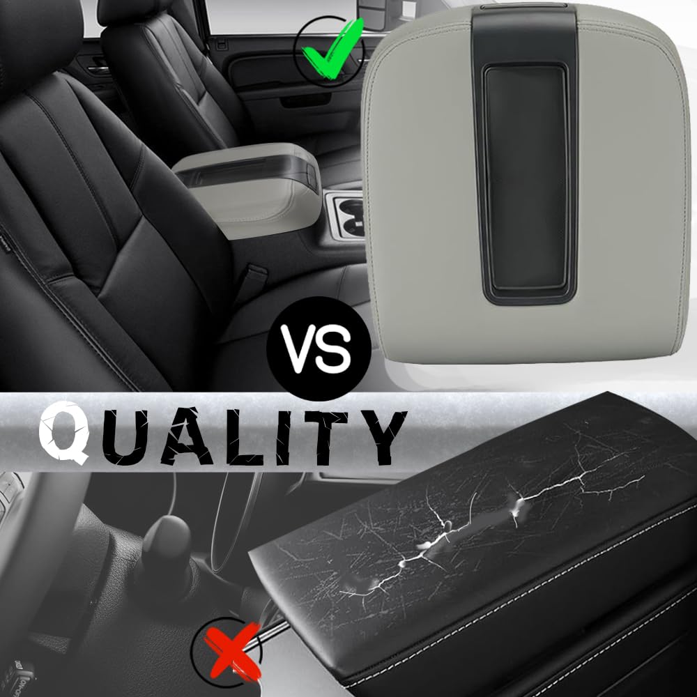 Upgrade Silverado/Sierra Center Console Armrest lid Cover Compatible with 2007-2013 Silverado Tahoe Suburba Avalanche Sierra Yukon XL Arm rest Center Console Cover Lid, Replac OE 19328711, Beige
