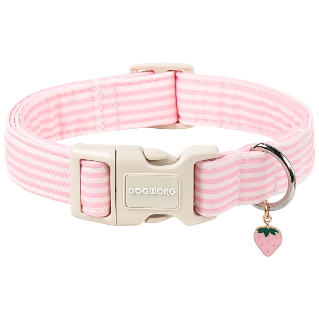DOGWONG Cotton Dog Collar, Blue Plaid Heavy-Duty Dog Collar Durable Soft Boy Dog Collar Cute Wedding Puppy Necklace for Small Medium Large Dog