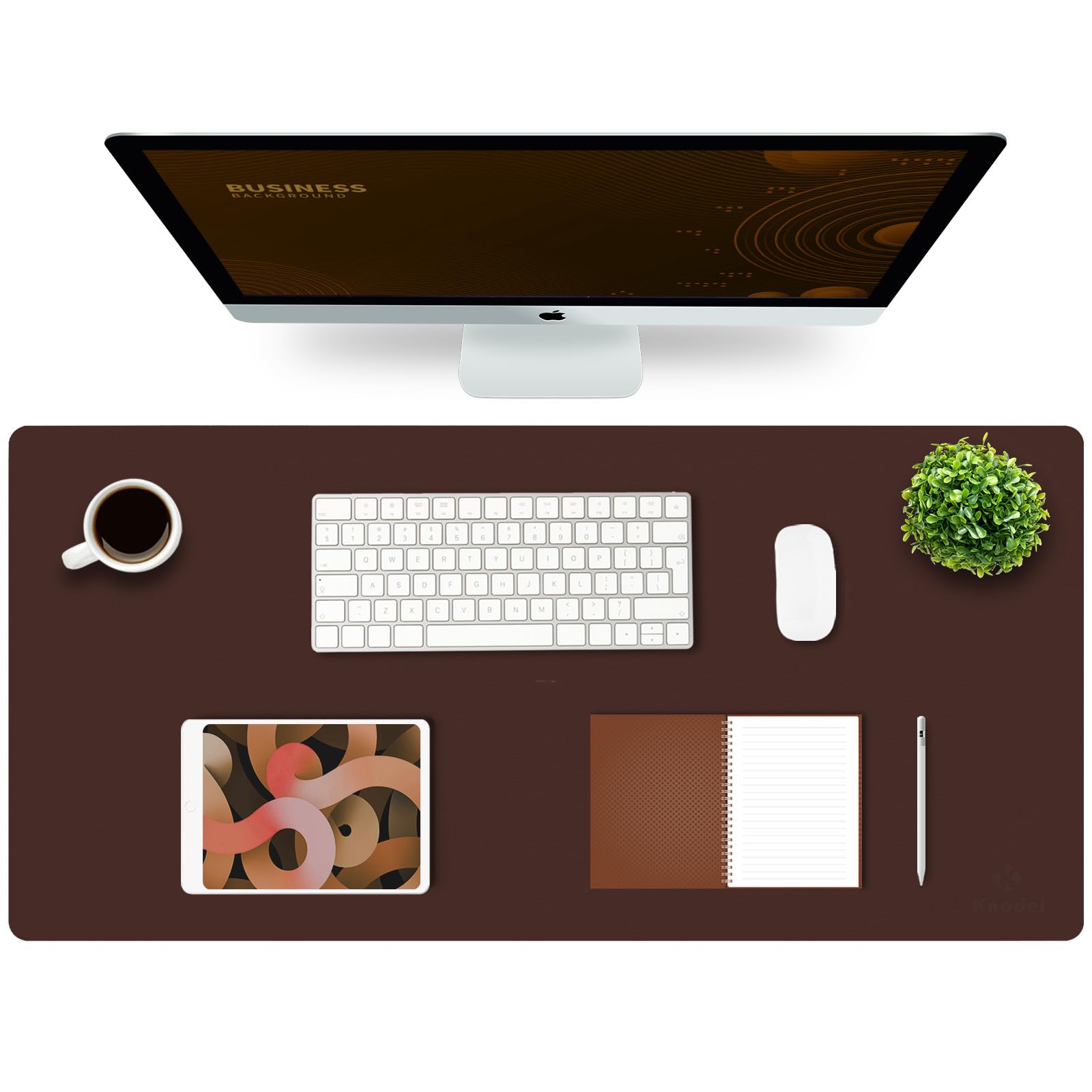K KNODEL Small Office Leather Desk Mat, Mouse and Keyboard Pad, Computer and Laptop Mat, Desktop Protector and Cover, Writing Pad and Blotter (23.6"x13.8", Black)