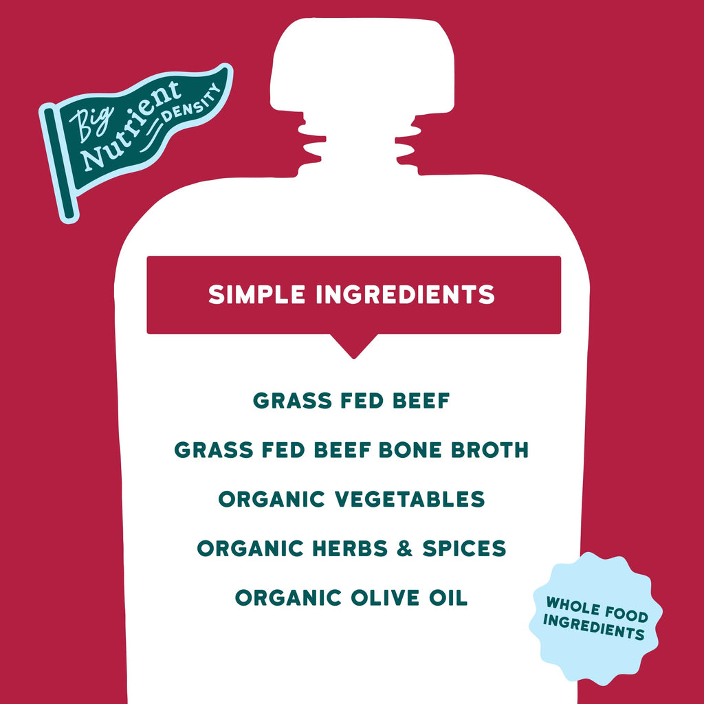 Serenity Kids Bone Broth Puree Made With Organic Veggies | Clean Label Project Purity Award Certified | 3.5 Ounce BPA-Free Pouch | Grass Fed Beef Pot Roast | 1 Count