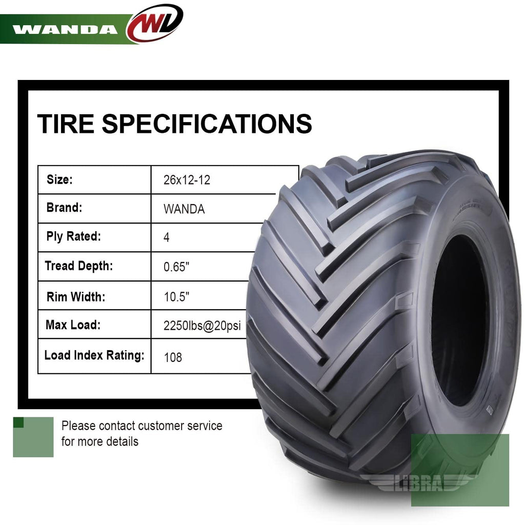 WANDA 11x4-5 Zero Turn Lawn Mower Utility Cart Turf Tire 11x4x5 11x4.00-5/4 Ply - 13204