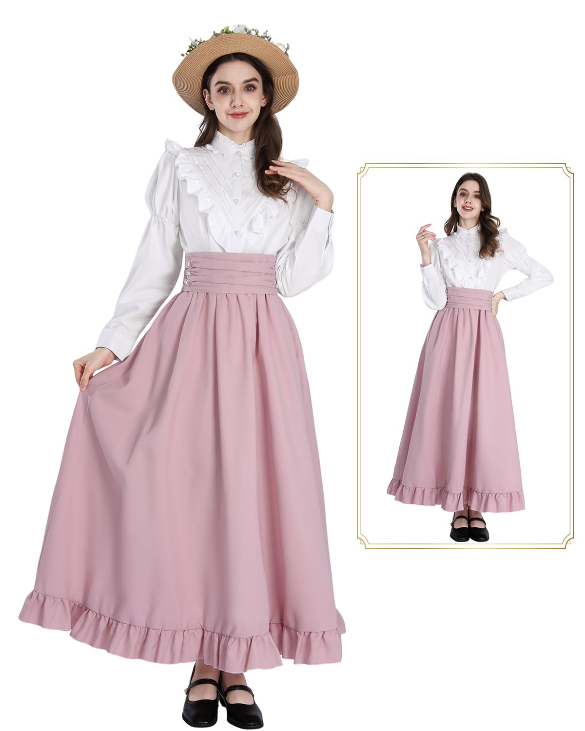 Victorian Dress for Women 2-Pieces 1800s Edwardian Dress Ball Gown Renaissance Costume