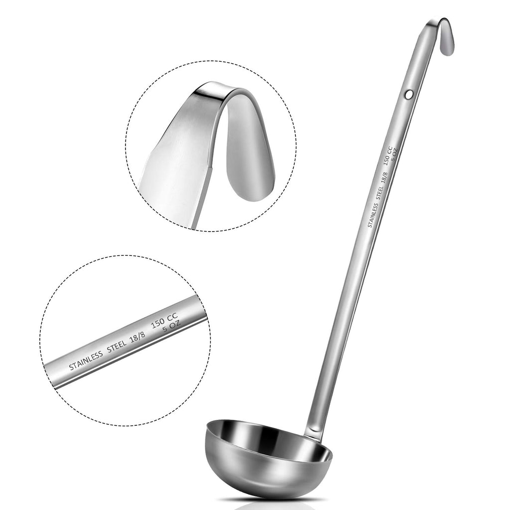 meekoo 1 Pieces Stainless Steel Ladle Soup Handle Ladle with Pouring Rim for Kitchen Cooking Soup Sauce (1 oz)