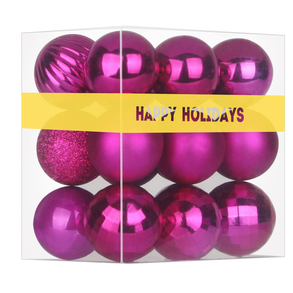 Bubblegun Pink 1.6" Small Christmas Balls Christmas Tree Decoration Ornaments Shatterproof Hanging Balls for Birthday Halloween Holiday Wedding Decorations Set of 12pcs