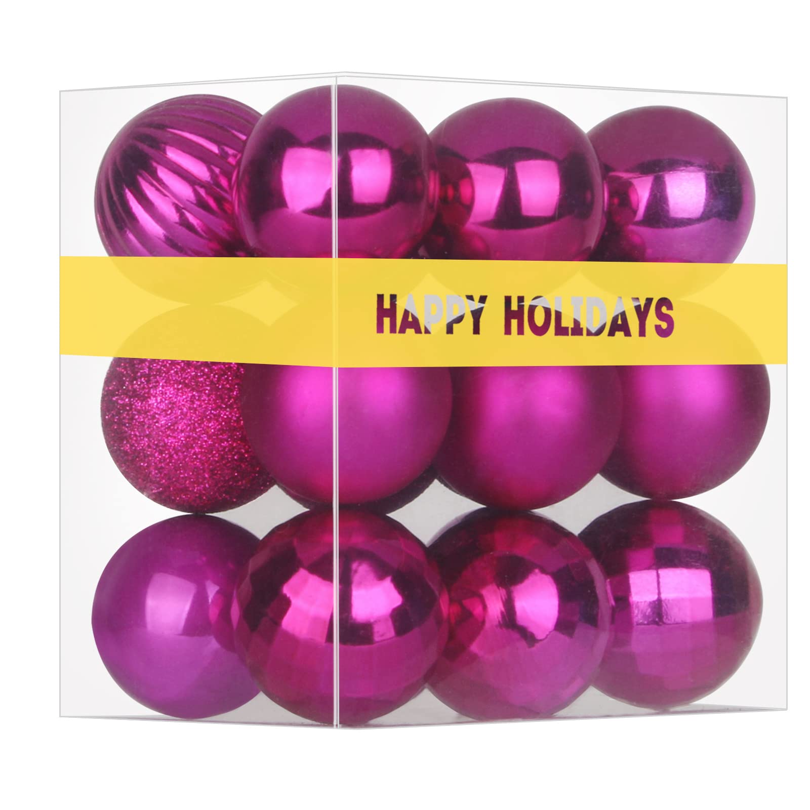 Bubblegun Pink 1.6" Small Christmas Balls Christmas Tree Decoration Ornaments Shatterproof Hanging Balls for Birthday Halloween Holiday Wedding Decorations Set of 12pcs