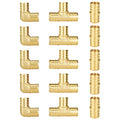 SUNGATOR 15-Pack 1/2 Inch PEX Fittings, 5 Each Elbow Tee Coupling, No Lead Brass, Pex Fittings 1/2 Inch Assortment, UPC, NSF Certified
