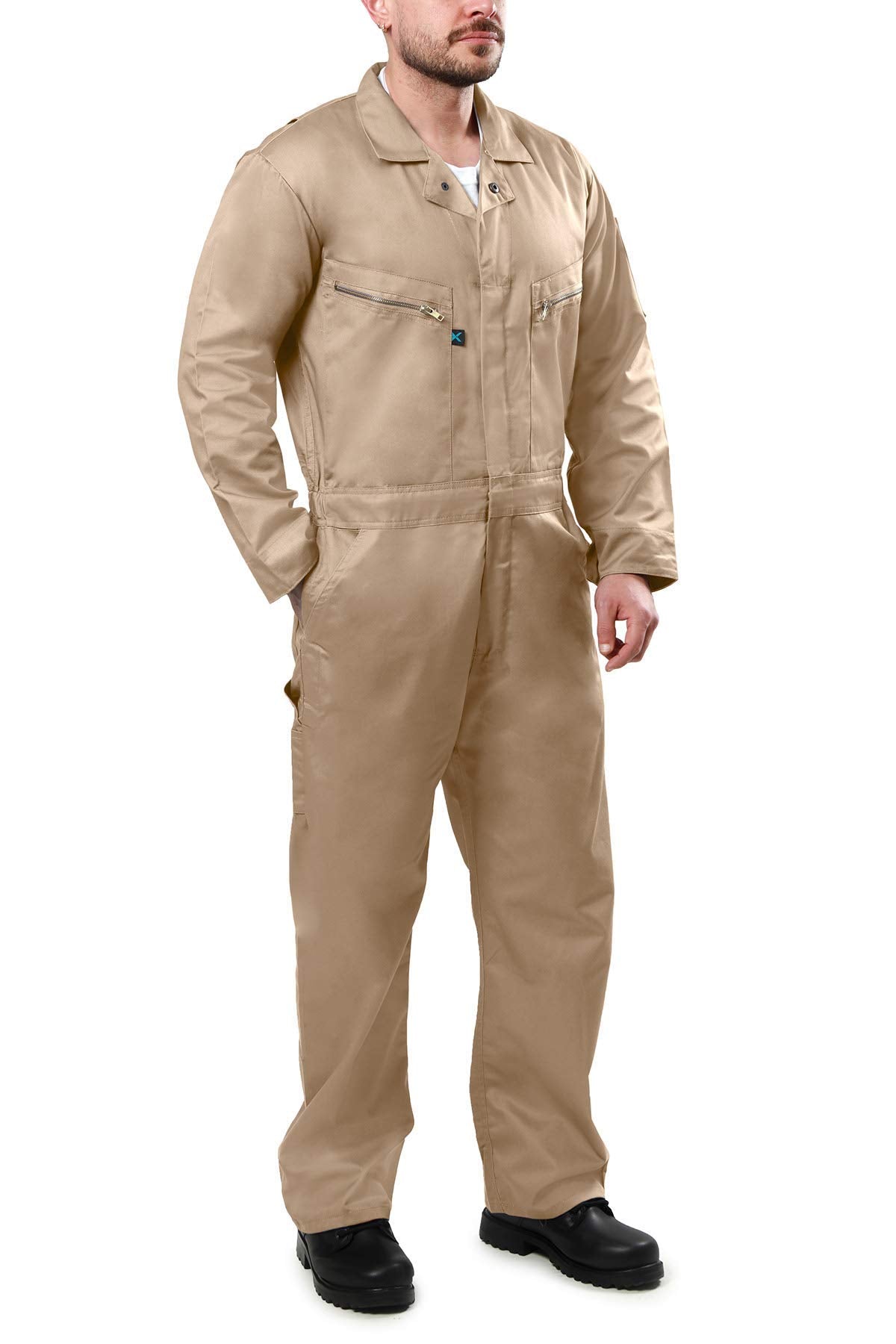 Kolossus Pro-Utility Cotton Blend Long Sleeve Coverall with Zippered Frontal Pockets