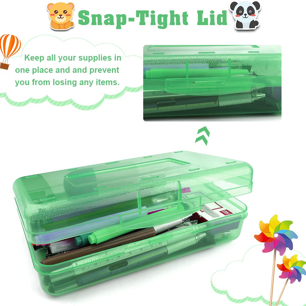 Pencil Case, Pencil Box, Clear Pencil Case, 3 Pack Plastic Pencil Case, Large Capacity Pencil Case, Crayon Box with Snap-tight Lid Stackable Design, Plastic Storage Box for School Office Supplies