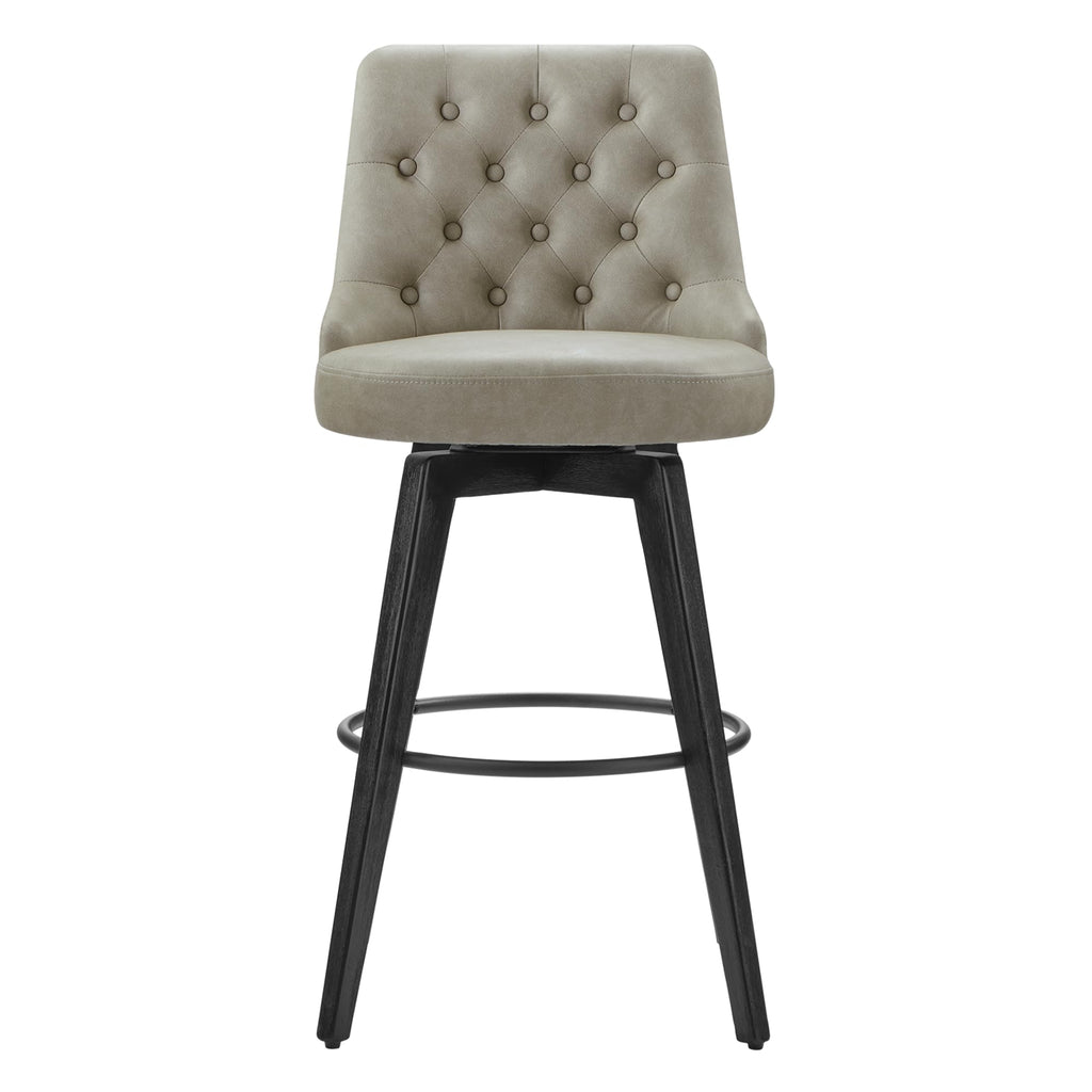 Watson & Whitely Counter Height Bar Stools, Performance Fabric Upholstered Modern Swivel Barstool with Back, Solid Wood Legs, 26" H Seat, Flint Grey