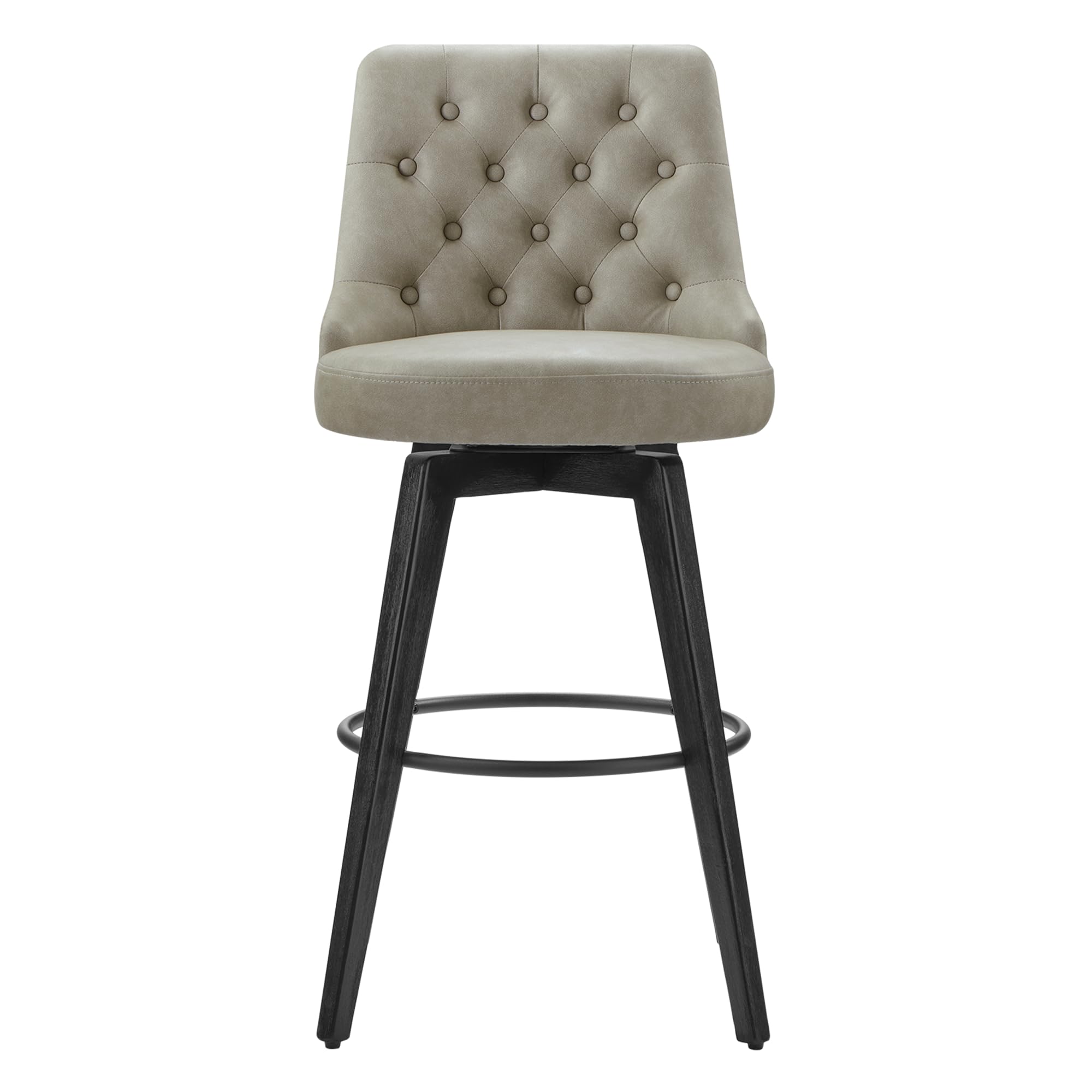 Watson & Whitely Counter Height Bar Stools, Performance Fabric Upholstered Modern Swivel Barstool with Back, Solid Wood Legs, 26" H Seat, Flint Grey