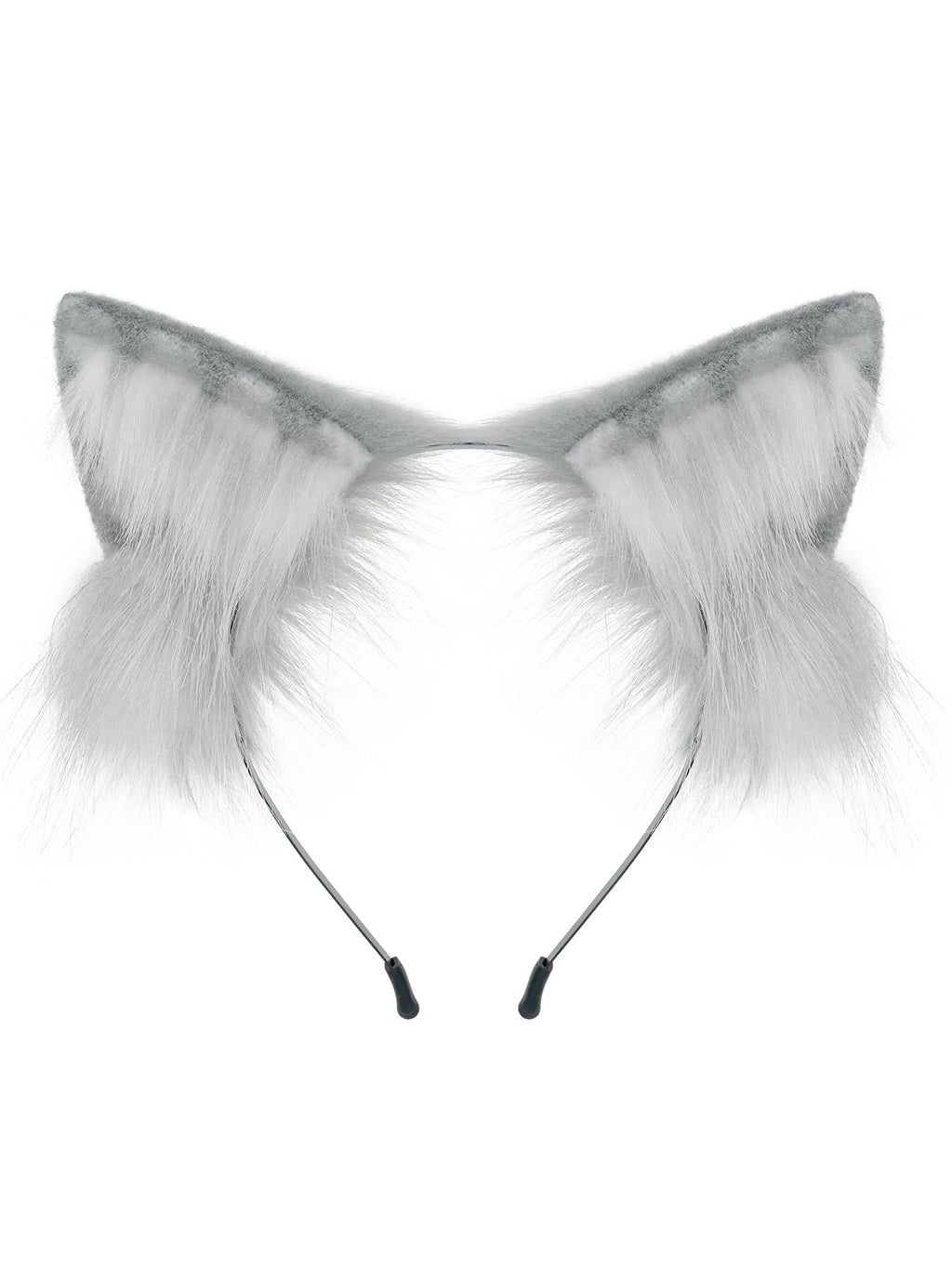 QinRuan Animal Cosplay Costume Accessories Furry Faux Fur Cat Ears Headband and Fox Tail Set Halloween Accessory