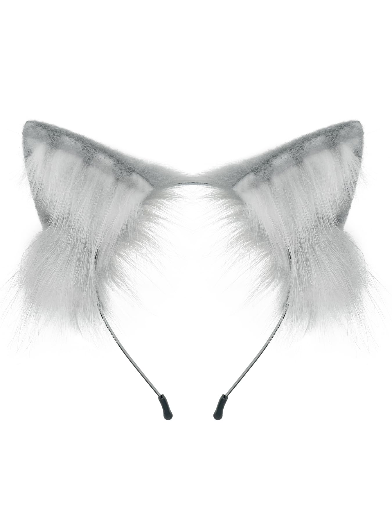 QinRuan Animal Cosplay Costume Accessories Furry Faux Fur Cat Ears Headband and Fox Tail Set Halloween Accessory
